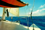 Into Weather Heading To Molokai Then Lanai Holding Steady At 9kts! Flying The Jib And Mizzen!