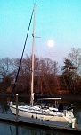 sailboat at moon rise