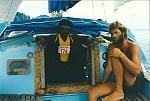 Marovo Lagoon 'Spirit of Solomon' carvings; local expert carver shows off his work, Solomon Islands Aug 1987