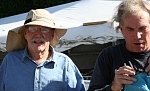 C Mike Lawrence & JC, CY boatyard, 2012.  Playing with CY company hats.