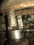 this is the broken split coupler. The bolts sheared. This part is attached to the transmission. You can see how far out of alignment the shaft is.