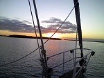 Christmas Sunset, Sailacious on the hook