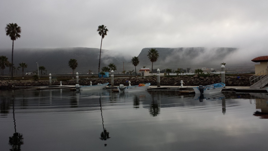 Morning harbor stillness in Mexico.