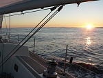 Sunset at sea on board Nordkyn