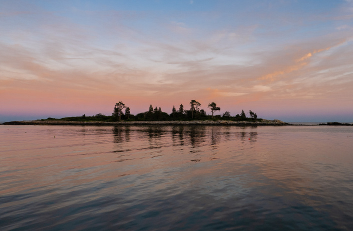 Stage Island Kennebunkport - Just another petty dawn. This is Cape Island from the anchorage area in Stage Island Harbor. It's not really a harbor - just an open area you can get into and anchor for the night. One of the nicest spots in southern Maine.