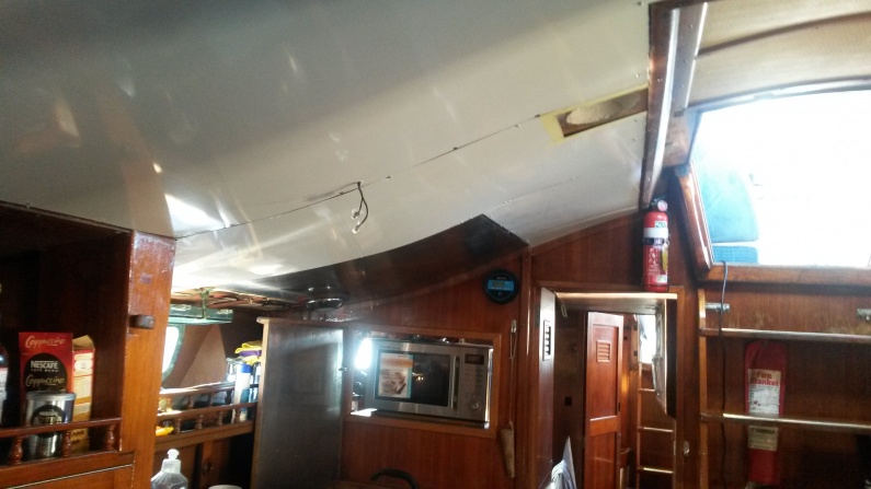 Finished putting up the new roof in the galley, just need to add the wood striping.