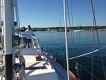 Vineyard Sound SEP2015, my first visit here but not my last.  The Black Dog schooners and dock off the port quarter.  A fun, historic port.  We had...