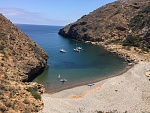 Fry's Harbor, or Fry's Anchorage, Santa Cruz Island. The three boats are in about the best location but there is room for one or two more next to...