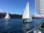 Headed west with Prisoner's Harbor to the left in photo. 
North side of Santa Cruz Island.