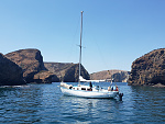 Weighing anchor in Little Scorpion anchorage.