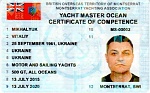 Yacht Master Certificate of Competence issued by Montserrat Yachting Association