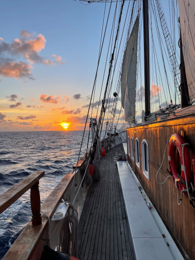 One of the more spectacular sunsets on Mystic Schooner while in The Atlantic heading NW.