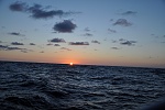 Sunset, first time for most of the crew to sail in open ocean and at night