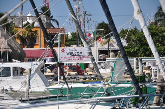 Finally tied up at Lima Dock, Isla Mujeres