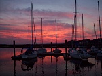 Sunset on board Stray Cat at our home marina.