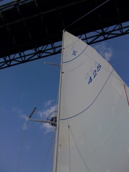 Sailing under the Newport Bridge last Sunday!!  Crackin' great sail!