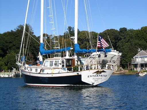 Moored off the boatyard in Quisset Harbor.