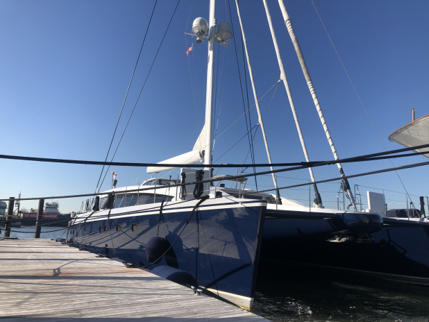 Beautiful blue girl, docked somewhere in NYC.