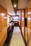 Down the stbd companionway and into the owner's stateroom, looking aft to the berth.