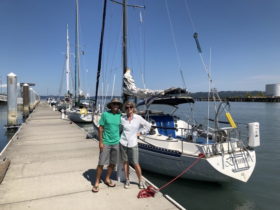 Michealene with her dad in front of Dock Street. We tied up just behind him.