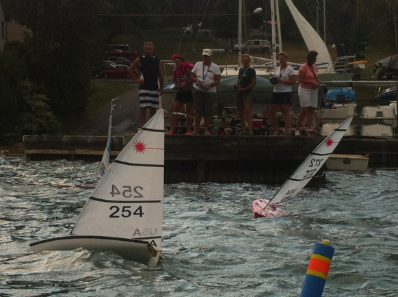 RC Laser #254 racing on Sunday night at the Canandaigua Yacht Club, NY. RCSailors.com