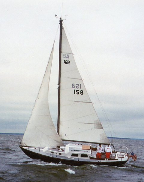 My 1966 Alberg 30 'Sabrina' heading home to Dahlgren after a long weekend that included a run down the Potomac River.