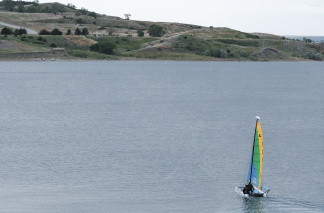 Sailing my first boat, a Hobie Getaway, in South Dakota