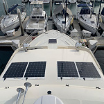 Power or sail we can help you go solar aboard.  Here's a Mikelson Nomad with 4x170W SunPower panels