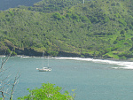 Gryphon anchored in a remote bay in the Marquesas.