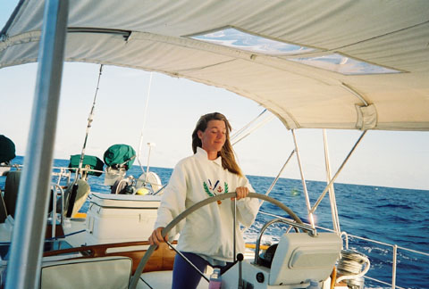 Sailing Reliance. In my twenties I crewed on many sailboats. This is a Little Harbor 52(ish), nothing like getting paid to sail in the Atlantic and Bahamas:) Auto pilot broke first day out, so it was hand steering all the way from St. Thomas to Eluthera (as you can tell it was hard work). My favorite night was surfing this fine vessel down 15 footers on a perfect moonless night. I couldn't see anything so it was all by feel and hearing, at least, hearing the wave breaking reminded me to get ready for a ride down the wave, the deck humming with speed by the time we reached the bottom... just perfect. That trip we made 225 mile days.
This was ten..cough cough.. uh er fifteen years ago:)
