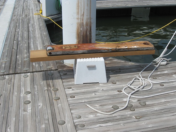 bowsprit, adding length to the new bowsprit, see the new bowsprit under the old one. In order to get the length I needed, I had to buy 9 foot plank (yikes).