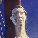 Figurehead of PELE. Carved by Oakland artist Frank Porpet, 1958.
