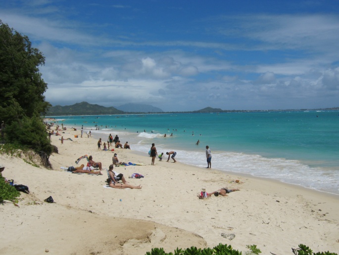 Kailua Bay beach just east of Kaneohe.