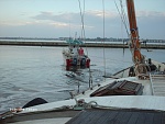 leaving the marina to head across the bay for hauling out.