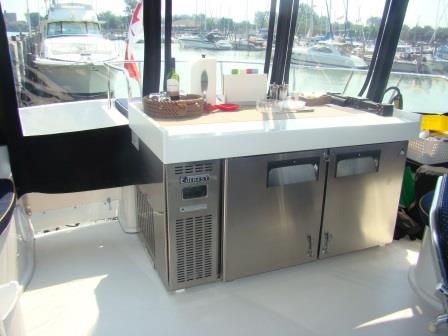 Upper Galley 9cf Freezer plus 9 cf Refridgerator with Corian counter top