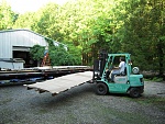 Unloading 5'x 20' aluminum plate.