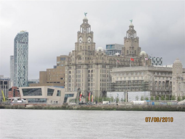 The Three Graces, Liverpool, with some modern sh*te spoiling the view