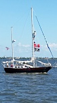 My friend in crow's nest after rescued him and his dinghy from sinking.