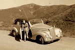 4c. 1961 Karen & 1948 Mercedes Cabroilet 220B on Coast hwy 1 in Mendicino County, California.