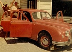 4e. 1966 1971 '57 Jaguar MkII She is so happy, the car made it from SF to Chapel Hill, Pennsylvania & back.