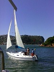 Maiden Sail with the Heads in the background