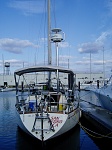 Stern View with Monitor Wind Vane - These pics are before she gets hauled for a new bottom and other things I am going to do to her...  By next...