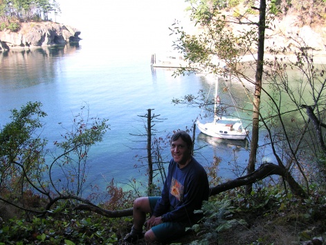 Anchored by Matia Island, WA, 2003. My favorite island to visit during the year I lived and taught on Orcas Island, WA.