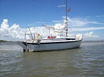 Wind Dancer anchored off a sandbar on the ICW