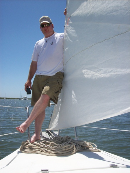 Phil striking a pose on the bow