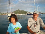 Aysha and Dad in dinghy