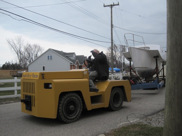 pulling main hull to nearby marina