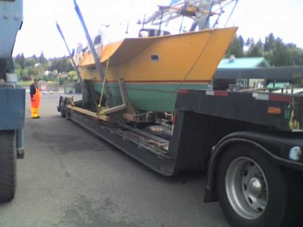 ...then we unloaded the vaka and cradle at the local yard until we could find a truck to take her the rest of the way.