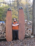 These are the leeboards. To get a frame of reference as to their size, I am about 5'9" tall.