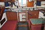 Cabin, galley, companionway steps